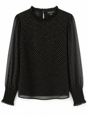 Rachel Zoe Black & Gold Clip Dot Blouse Size XL